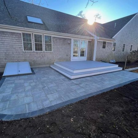 Cedar outdoor shower and composite deck